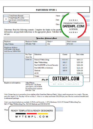 editable template, # good liker pay stub template in Word and PDF format
