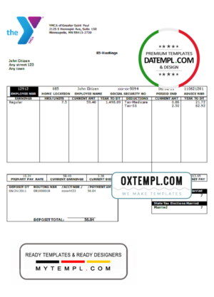 editable template, # smart ground pay stub template in Word and PDF format