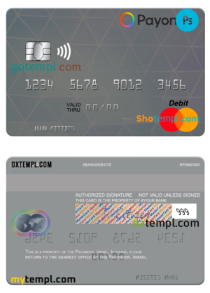 editable template, USA Payoneer mastercard credit card PSD template