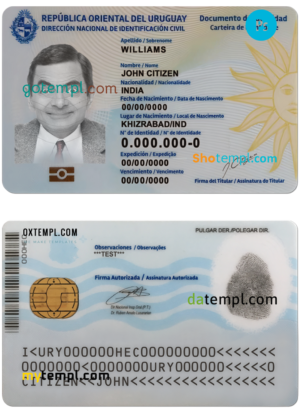 editable template, Uruguay ID card PSD template, completely editable