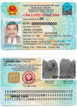 editable template, Vietnam ID card PSD template, completely editable
