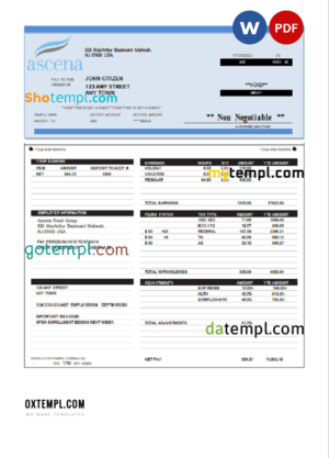 editable template, USA retail company employee sheet template in Word and PDF format