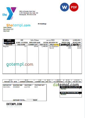 editable template, USA social service company employee sheet template in Word and PDF format