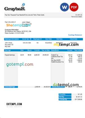 editable template, USA equipment employee sheet template in Word and PDF format