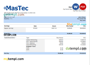 editable template, USA engineering company employee sheet template in Word and PDF format