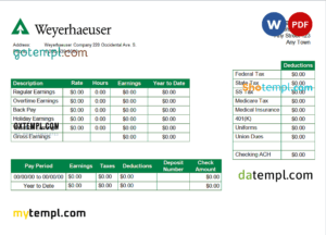 editable template, USA forest and paper company employee sheet template in Word and PDF format