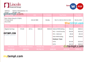 editable template, USA insurance company employee sheet template in Word and PDF format, version 2