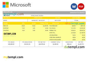 editable template, USA technologies company employee sheet template in Word and PDF format