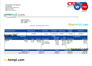 editable template, USA furniture & appliances employee sheet template in Word and PDF format