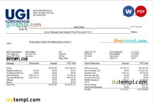 editable template, USA energy company employee sheet template in Word and PDF format