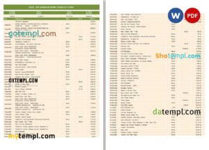 editable template, real 300 random bank transactions, Word and PDF template, 7 pages