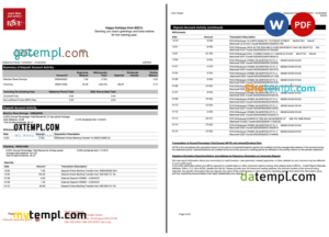 editable template, Australia BECU bank statement Word and PDF template, 2 pages