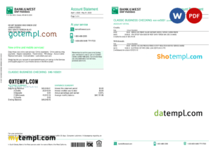editable template, France BNP bank statement Word and PDF template, 4 pages