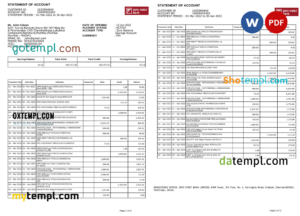 editable template, India IDFC First bank statement Word and PDF template, 2 pages