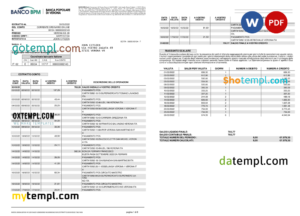 editable template, Italy Banco BPM bank statement Word and PDF template, 8 pages
