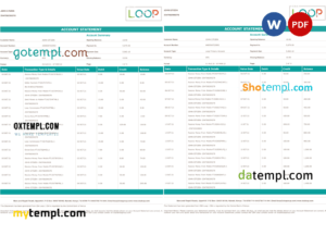 editable template, Kenya CBA Loop bank statement, Word and PDF template, 6 pages