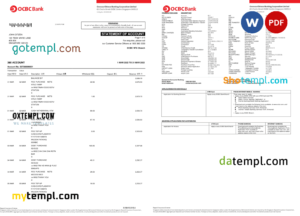 editable template, Singapore OCBC bank statement, Word and PDF template, 6 pages