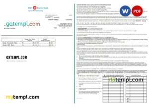 editable template, USA BMO Harris bank statement Word and PDF template, 3 pages
