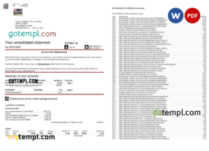 editable template, USA Texas IBC bank statement Word and PDF template, 5 pages
