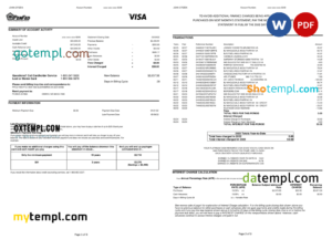 editable template, USA Pentagon Federal Credit Union (PenFed) bank statement, Word and PDF template, 3 pages