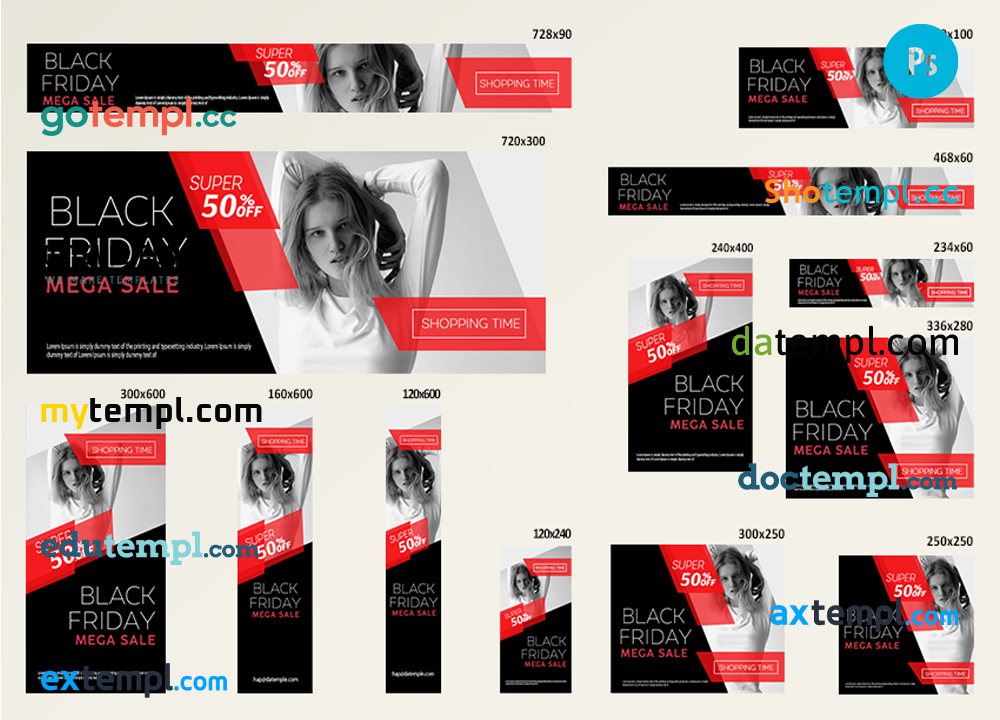 FREE editable template, # fashion range editable banner template set of 13 PSD
