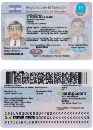editable template, Salvador ID card, PSD template, completely editable, with fonts