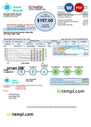 editable template, # rapid benefit universal multipurpose utility bill, Word and PDF template