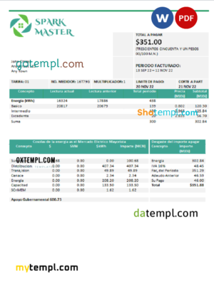 editable template, # spark master universal multipurpose utility bill, Word and PDF template