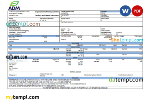editable template, USA ADM food processing company pay stub Word and PDF template