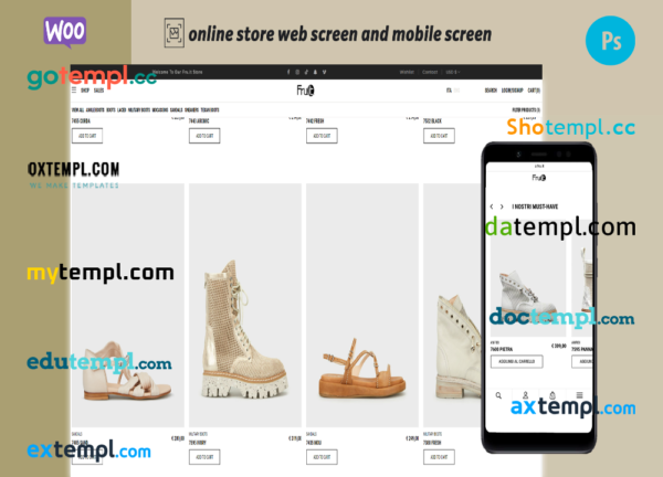 editable template, branded shoes fully ready online store WooCommerce hosted and products uploaded 30
