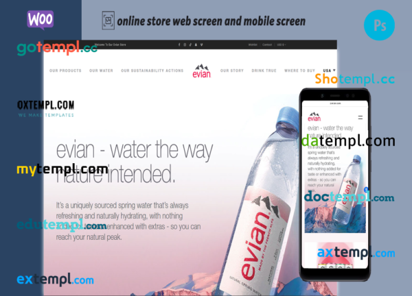editable template, natural water fully ready online store WooCommerce hosted and products uploaded 30
