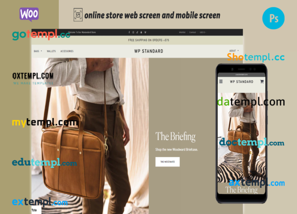 editable template, leather bags fully ready online store WooCommerce hosted and products uploaded 30