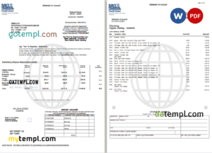 editable template, USA Navy Federal bank statement, Word and PDF template, 9 pages
