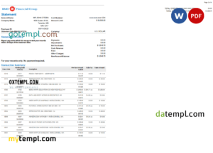 editable template, USA BMO bank statement, Word and PDF template, 4 pages