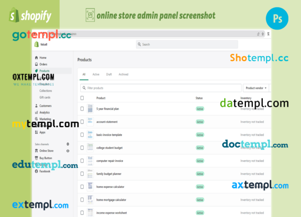 editable template, financial templates fully ready online store Shopify hosted and products uploaded 30