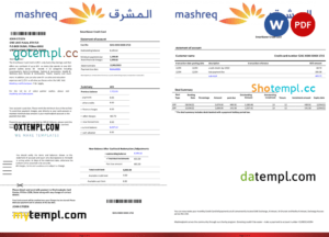editable template, UAE Mashreq bank statement template in Word and PDF format, 4 pages