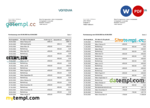 editable template, Germany Vonovia bank statement, Word and PDF template, 3 pages