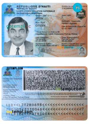 editable template, HAITI identity card PSD template, with fonts