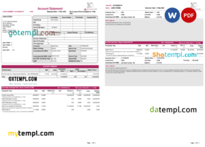 editable template, India Axis bank statement, Word and PDF template, 3 pages