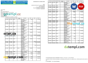 editable template, India Maharashtra bank statement, Word and PDF template, 2 pages