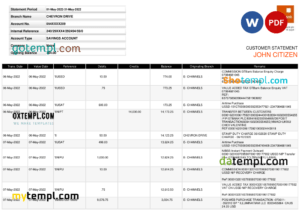 editable template, Nigeria GTBank statement, Word and PDF template, version 2