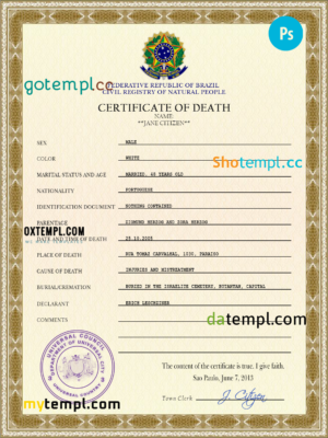 editable template, # coat super vital record death certificate universal PSD template