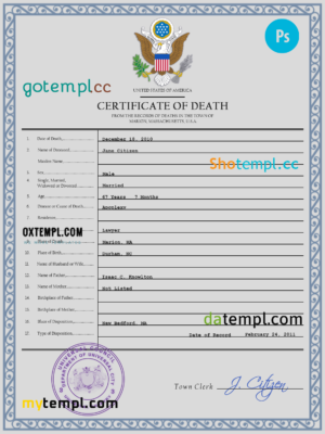 editable template, # dynamic vital record death certificate universal PSD template