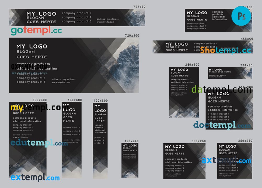 FREE editable template, # graphic metric editable banner template set of 13 PSD
