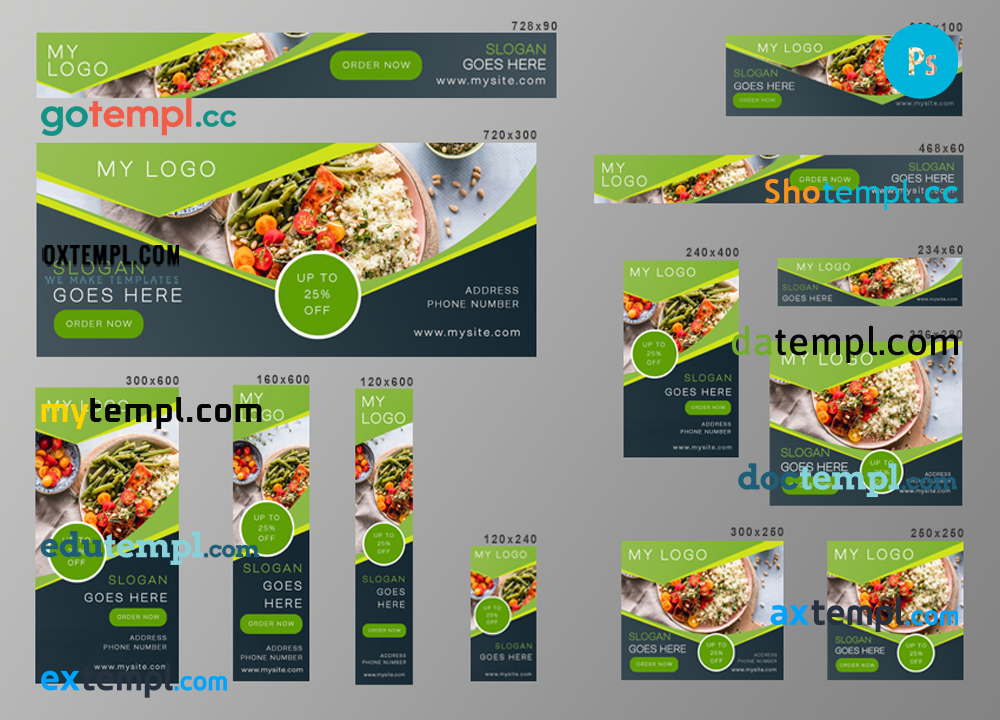 FREE editable template, # kitchen fuel editable banner template set of 13 PSD