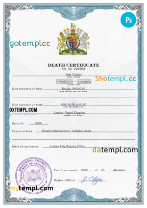 editable template, # origin break vital record death certificate universal PSD template