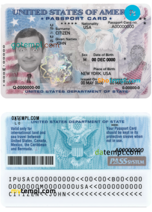 editable template, USA passport ID card PSD template, fully editable, version 2