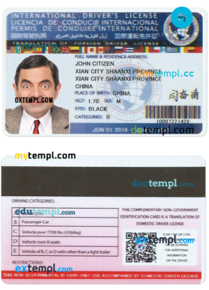 editable template, International driver's license PSD template, with fonts, version 2
