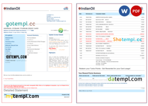 editable template, India Indian Oil utility bill template in Word and PDF format, 6 pages