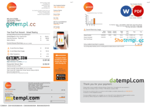 editable template, New Zealand Genesis Gas utility bill template in Word and PDF format, 3 pages